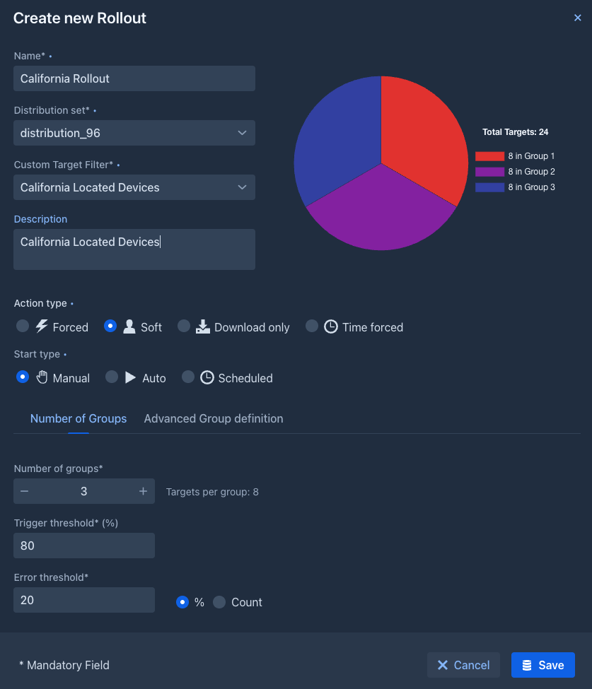 Update Factory create rollout — cloud-based OTA update management for Android and Linux embedded devices